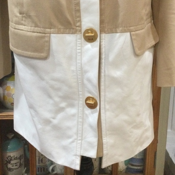 𝅺Anthropologie Leifsdottir Cotton Twill and Leather Coat, Size 8 - Picture 4 of 11